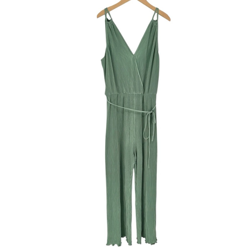 Oddy Sage Green Plisse Sleeveless Jumpsuit size 2X Belted NWT